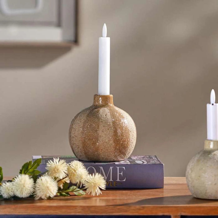 Mei Stoneware Bud Candle Holder 13X13X12.5Cm - Brown