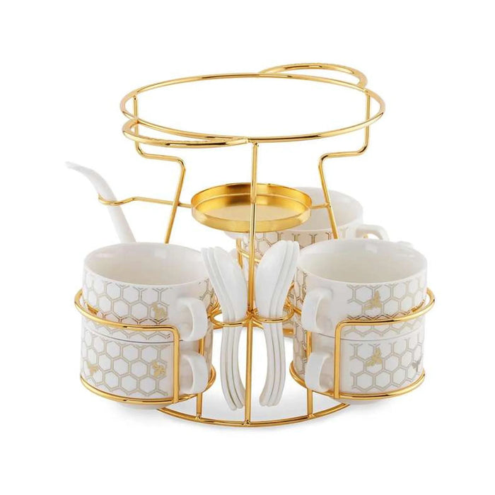 Meira 16-Piece Soup Serving Set With Stand - White