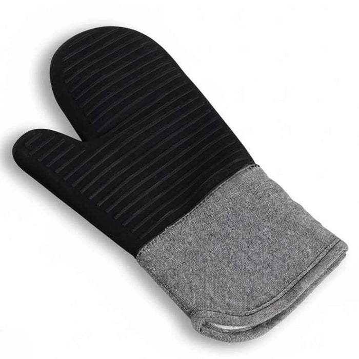Melnage Silcone Oven Mitten With Pot Holder Set- Grey