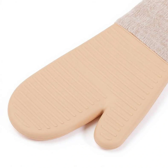 Melnage Silcone Oven Mitten With Pot Holder Set- Ivory