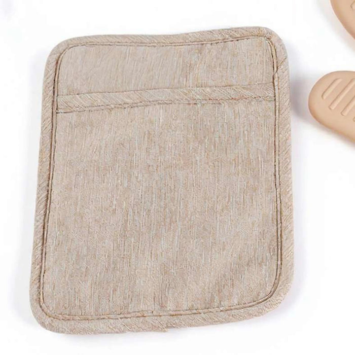 Melnage Silcone Oven Mitten With Pot Holder Set- Ivory