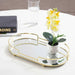 Melora Oval Metal Tray With Glass Mirror 32X18X4.6Cm- Gold Pan Home