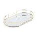 Melora Oval Metal Tray With Glass Mirror 32X18X4.6Cm- Gold Pan Home