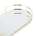 Melora Oval Metal Tray With Glass Mirror 32X18X4.6Cm- Gold Pan Home