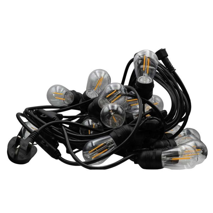 Melow Night Outdoor String Light With 20 E27 S14 Led Bulb 1.2W Ip65 Waterproof 10M Cord Extendable