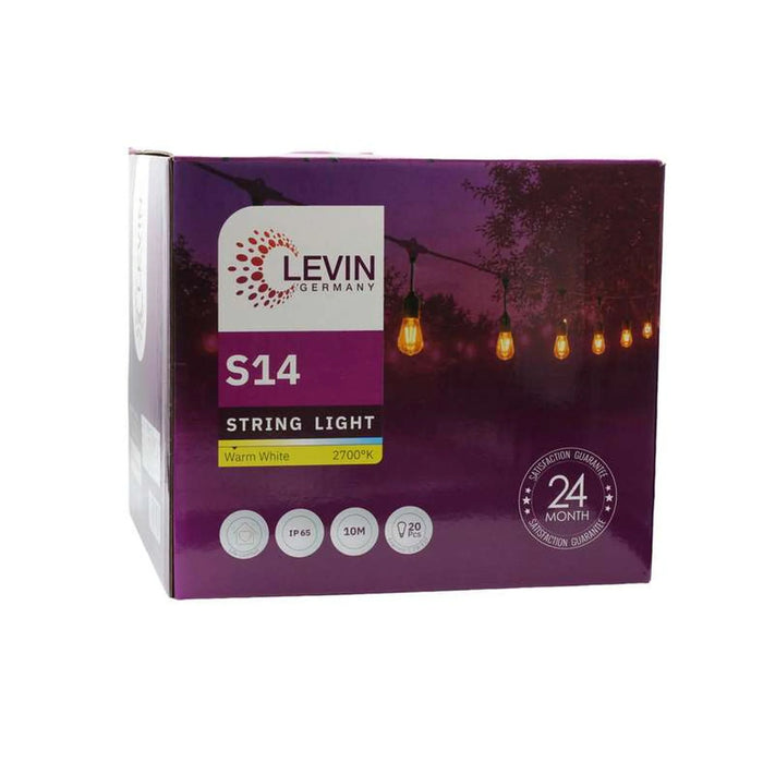 Melow Night Outdoor String Light With 20 E27 S14 Led Bulb 1.2W Ip65 Waterproof 10M Cord Extendable