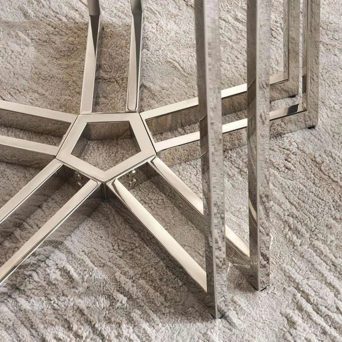 Menzo End Table Ceramic - White & Silver