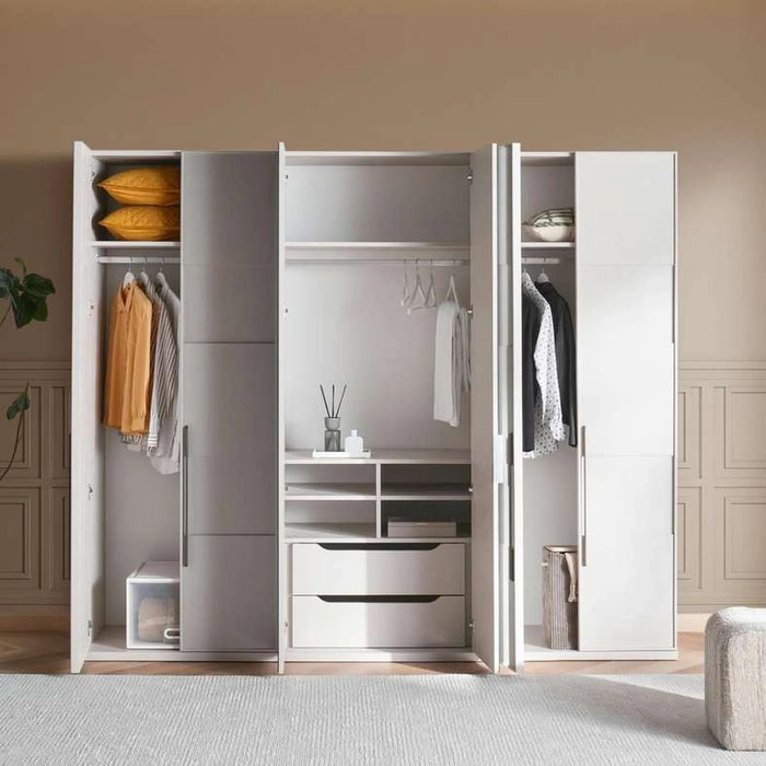Mercan 6 Door Wardrobe With Mirror - Cream