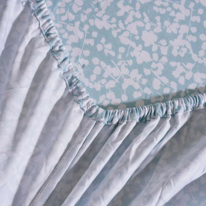 Mere Floral Fitted Sheet 120X200+33Cm - Blue