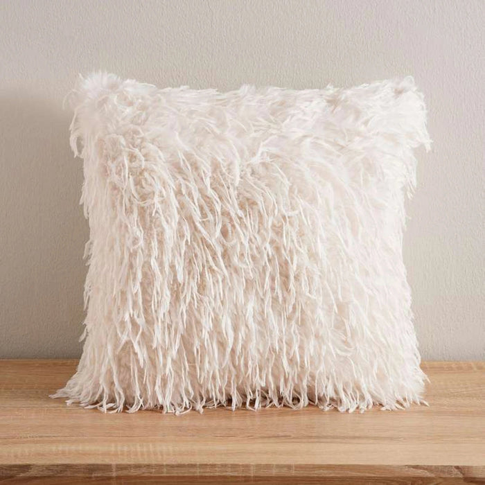 Merion Mangolian Faux Fur Filled Cushion - White Pan Home