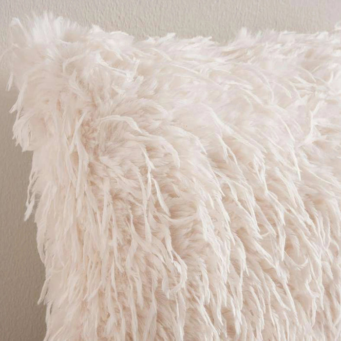 Merion Mangolian Faux Fur Filled Cushion - White Pan Home