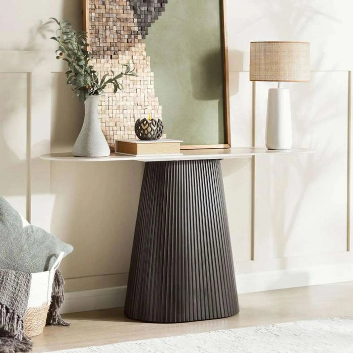 Merla Console Table Sintered Stone - Beige & Black Pan Home