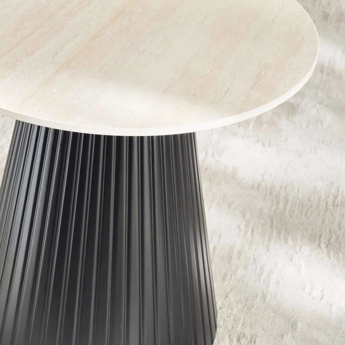 Merla End Table Sitered Stone - Beige & Black