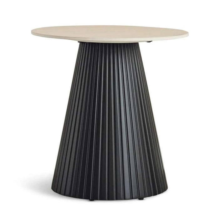 Merla End Table Sitered Stone - Beige & Black