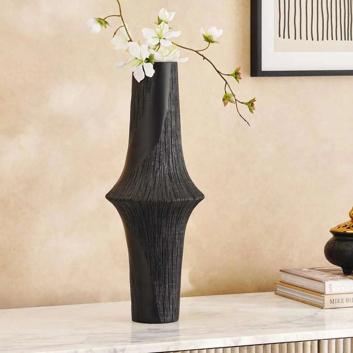 Merle Polyresin Vase 18X18X47Cm - Black