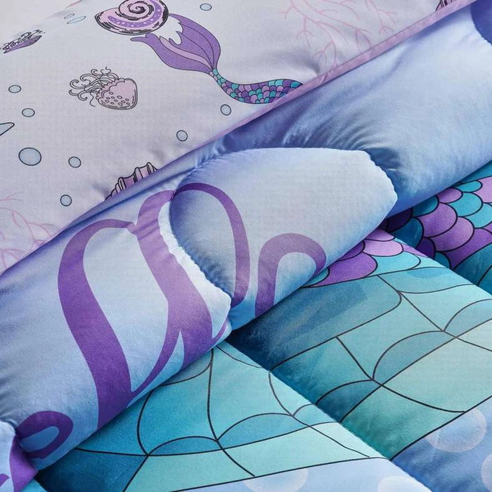 Mermaid 2-Piece Single  Comforter Set 135X220Cm - Sky Blue Pan Home