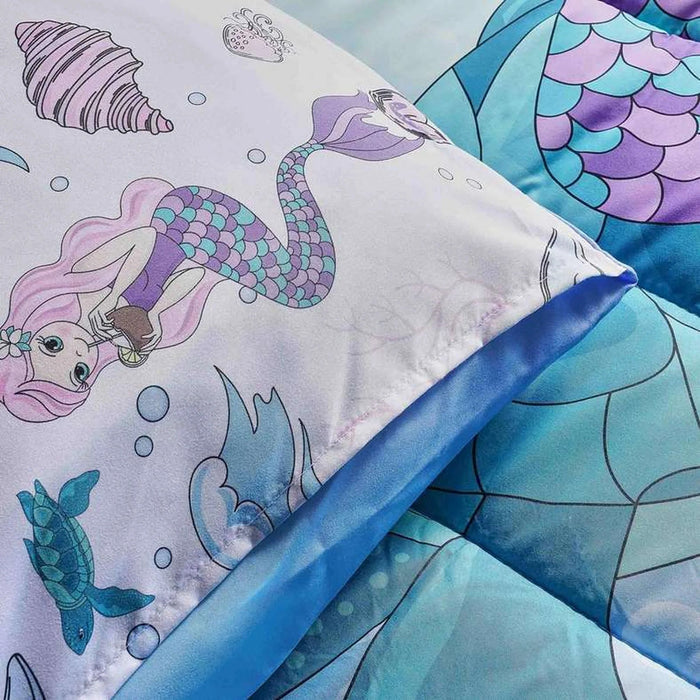 Mermaid 2-Piece Single  Comforter Set 135X220Cm - Sky Blue Pan Home