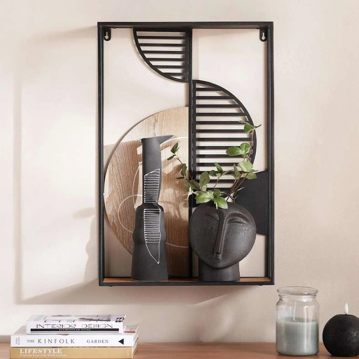 Merva Metal Wall Decor With Shelf 34.9X11.4X54.6Cm - Black