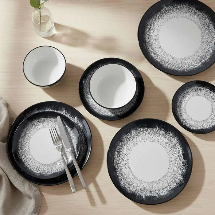 Mervina 12-Piece Porcelain Dinner Set -White & Black