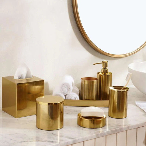 Meteor Metal Soap Dish Dia10.5X3.5Cm - Gold Pan Home