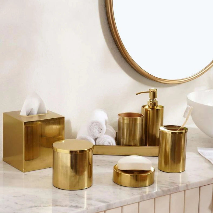 Meteor Metal Soap Dish Dia10.5X3.5Cm - Gold Pan Home