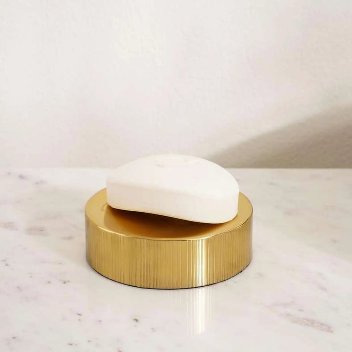 Meteor Metal Soap Dish Dia10.5X3.5Cm - Gold Pan Home