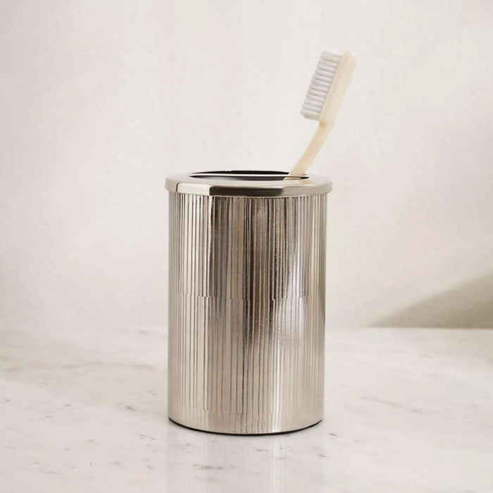 Meteor Metal Toothbrush Holder Dia7.5X11.5Cm - Silver