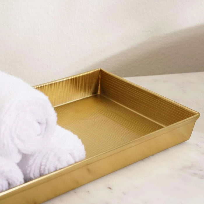 Meteor Metal Towel Tray - Gold Pan Home