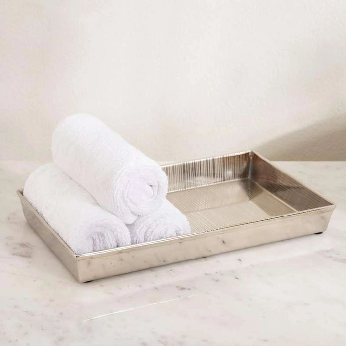 Meteor Metal Towel Tray - Silver Pan Home