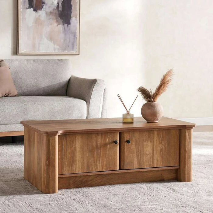 Mhara Coffee Table With 4 Door - Natural