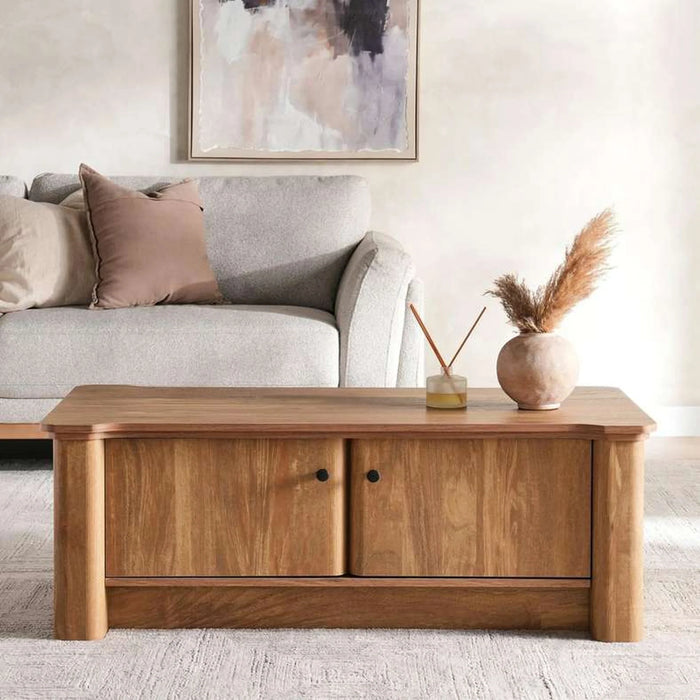 Mhara Coffee Table With 4 Door - Natural