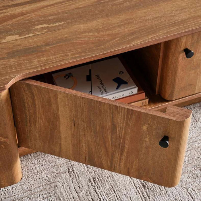 Mhara Coffee Table With 4 Door - Natural