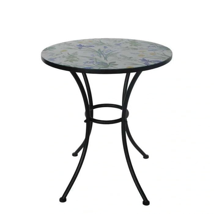 Mia Round Metal Printed Table -Black