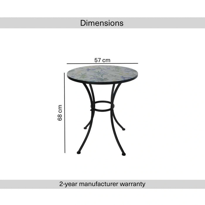 Mia Round Metal Printed Table -Black