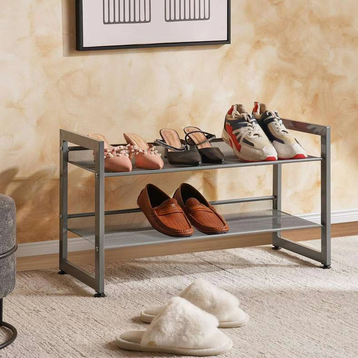 Miami 2-Tier Shoe Rack 74X30.5X43Cm - Grey