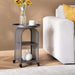 Michi End Table With 4 Wheel Metal Pan Home