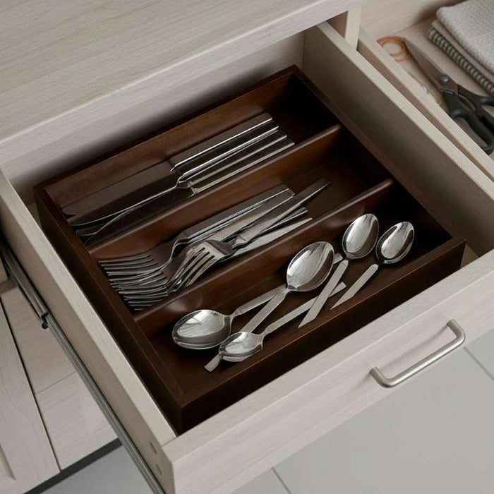 Mikasa Arlo 24-Piece Cutlery Set With Wooden Tray - Chrome Pan Home