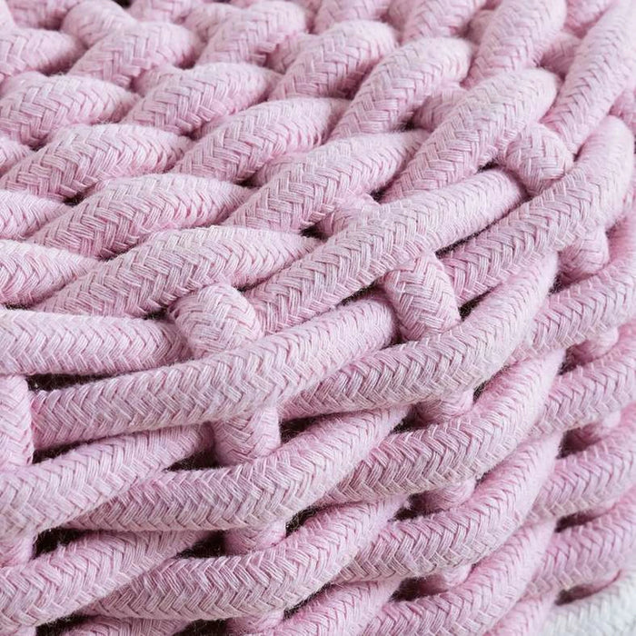 Milan Cable Knit Kids Foot Stool 30X29Cm -Pink