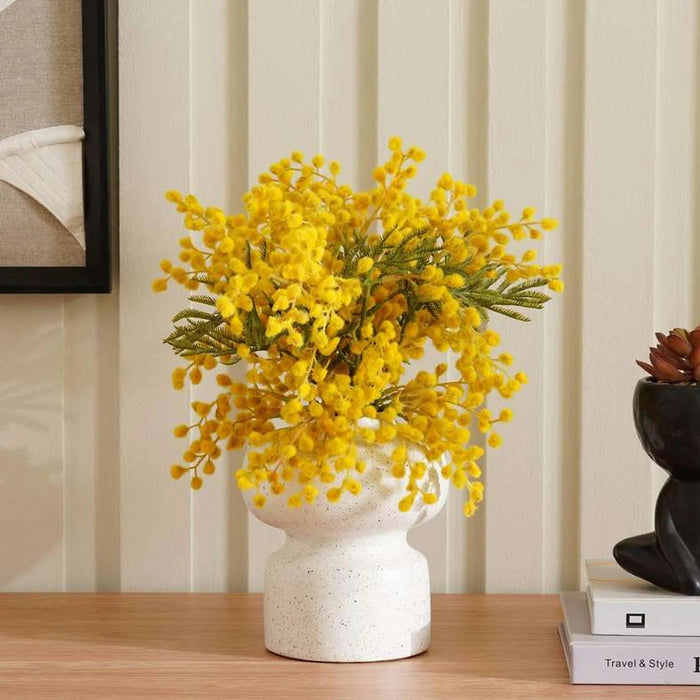 Mimosa Flower In Ceramic Pot H33Cm - Yellow Pan Home