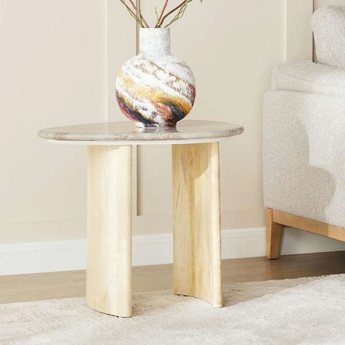 Minero End Table Marble - Grey & Natural