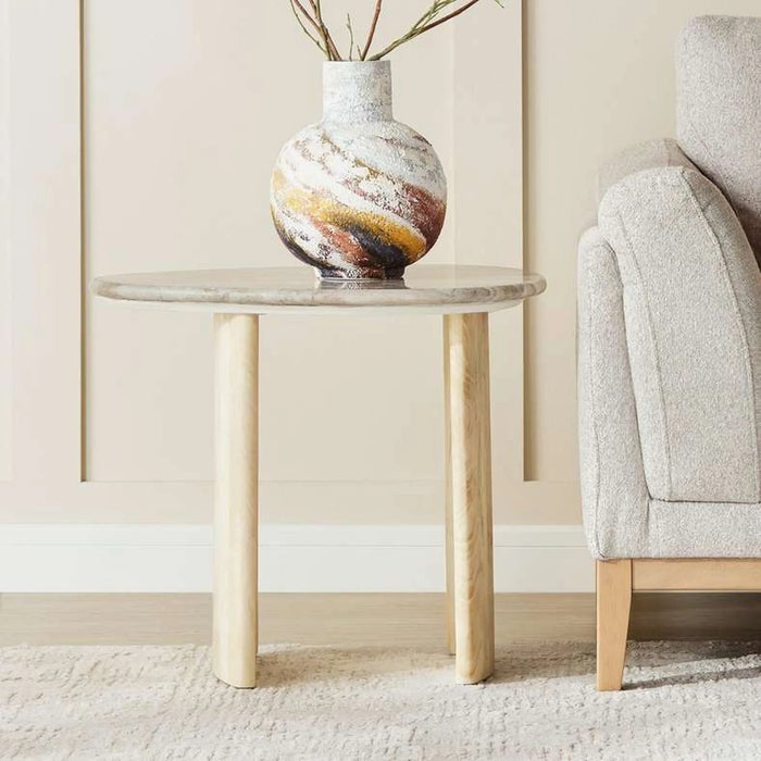 Minero End Table Marble - Grey & Natural