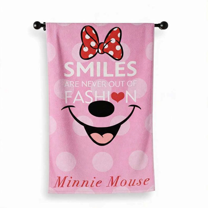 Minnie Mouse Smile Cotton Beach Towel 70X140 -Pink