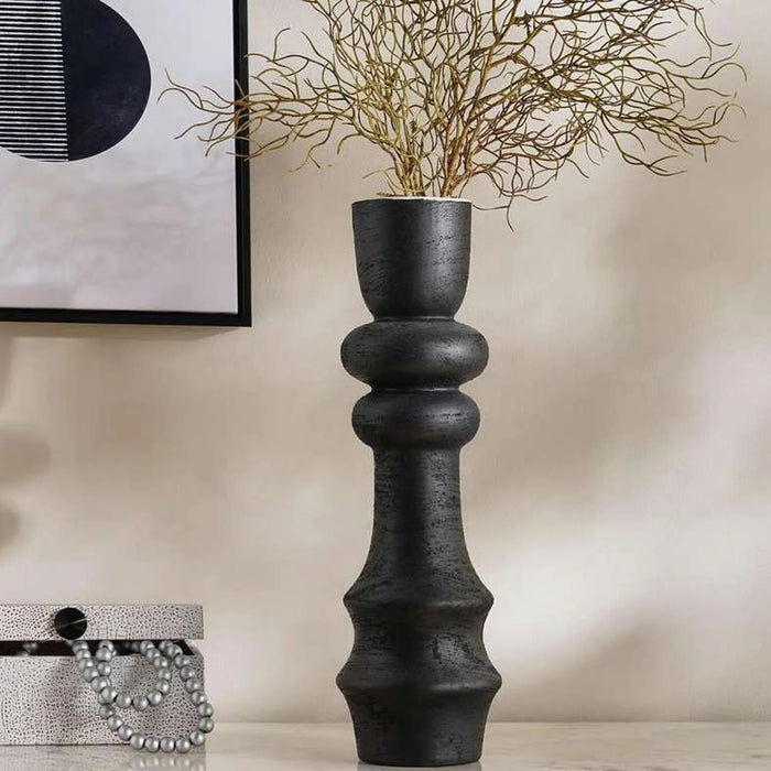 Mioro Ceramic Abstact Urn Vase 15X15X49Cm - Black