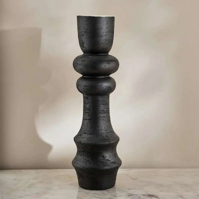 Mioro Ceramic Abstact Urn Vase 15X15X49Cm - Black