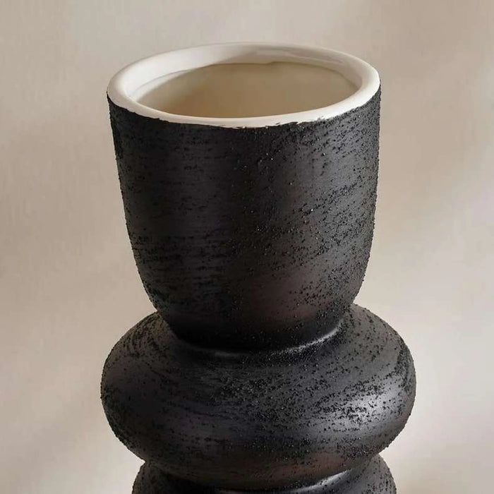 Mioro Ceramic Abstact Urn Vase 15X15X49Cm - Black