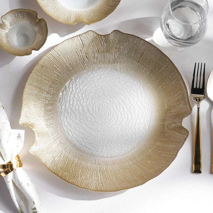 Mira Glass Charger Plate Dia32X1.5Cm -Champagne & White