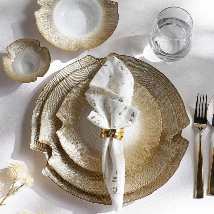 Mira Glass Charger Plate Dia32X1.5Cm -Champagne & White