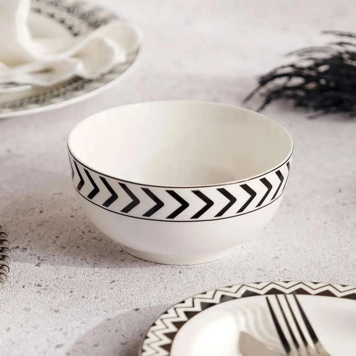Mirage New Bone China Cereal Bowl Dia14Cm -Black & White