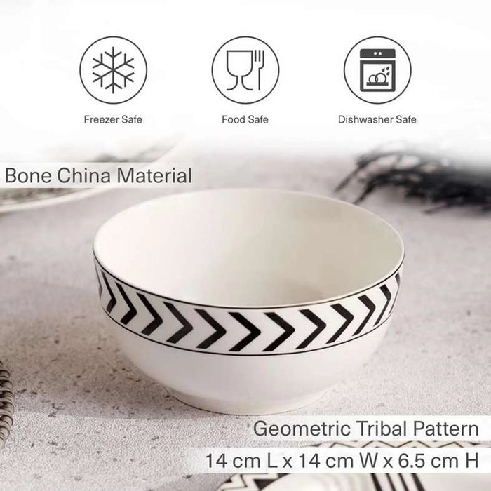 Mirage New Bone China Cereal Bowl Dia14Cm -Black & White