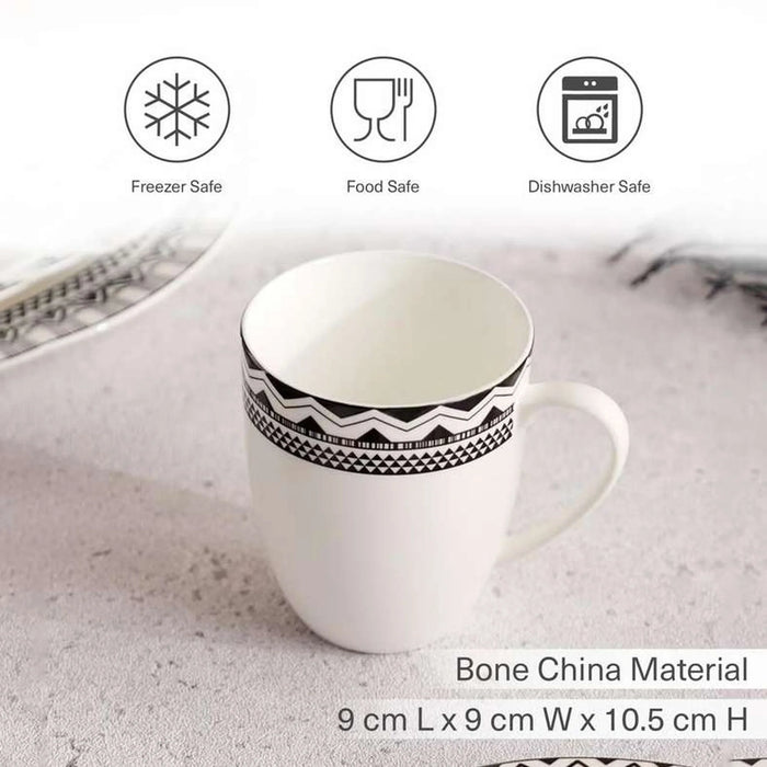 Mirage New Bone China Mug 354Ml -Black & White